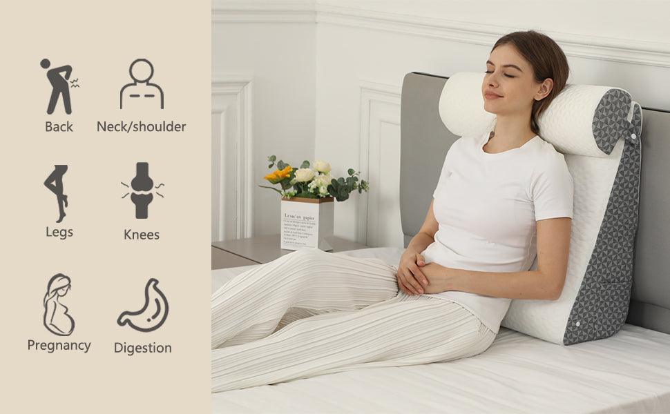 Orthopedic Wedge Shaped Pillow Air Layer Memory Foam Triangle Cushion for Post Surgery Body Support Acid Reflux Snoring