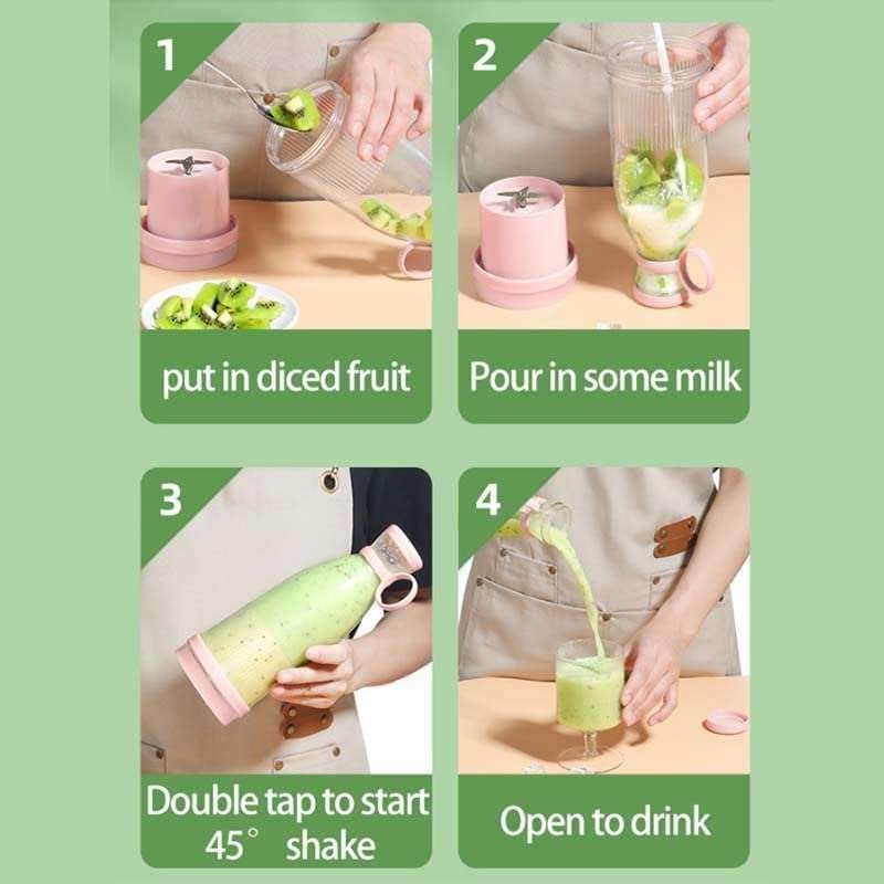 Fresh Juice Portable Blender USB Rechargeable Juicer Cup 6 Blades Multifunctional Electric Juicer Cup Fruits Milk Mixing Blender