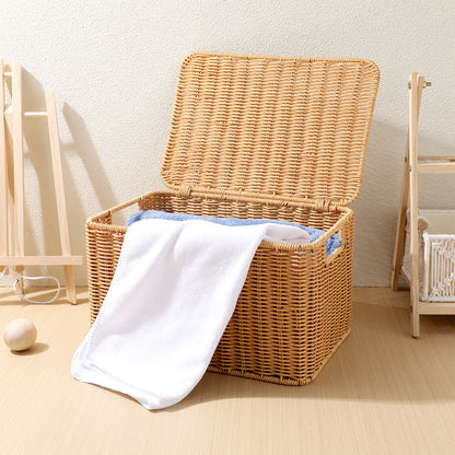 Woven Storage Basket Clothing Receiving Toy Laundry Baskets Box Decorative Pp Imitation Rattan Clothes Bins for