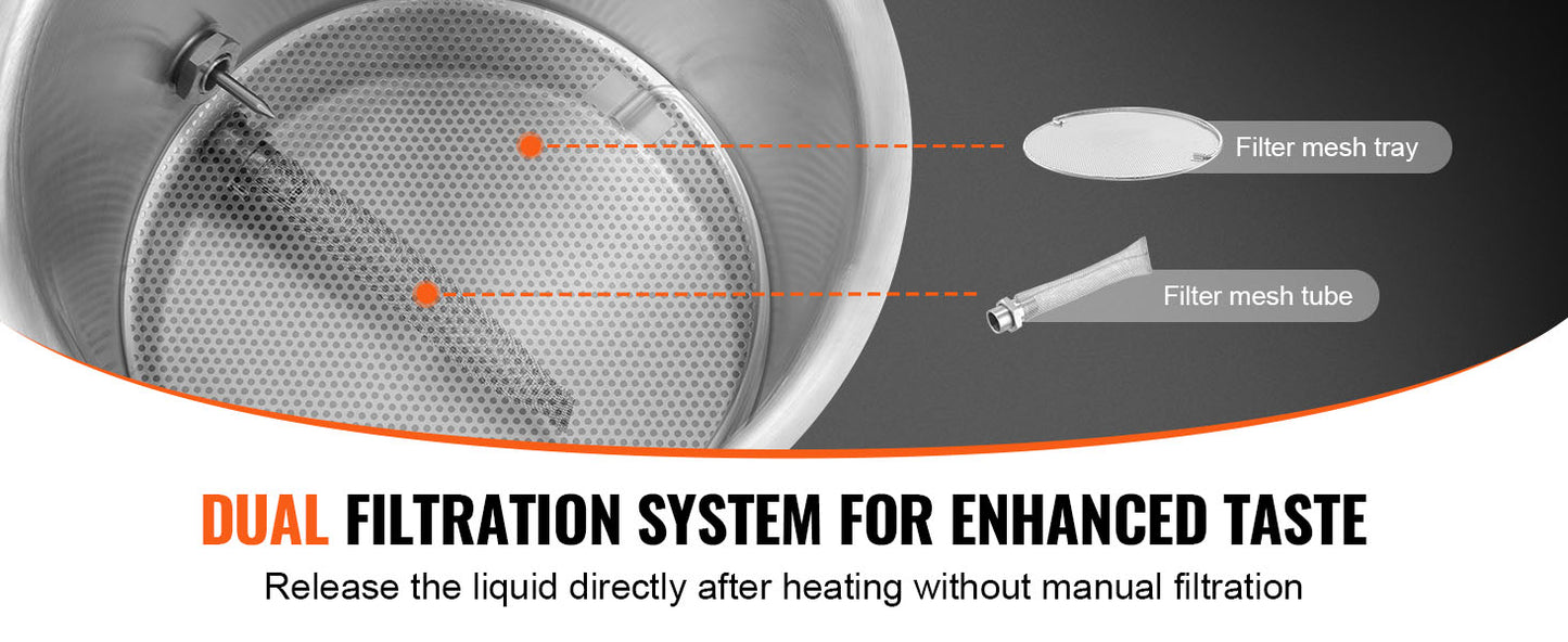 VEVOR Stainless Steel Kettle 16 GALLON Brewing Pot Tri Ply Bottom for Beer Brew Kettle Pot Home Brewing Supplies Includes Lid