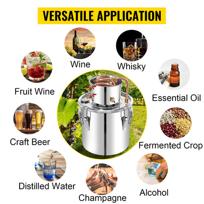 SucceBuy 3 5 8 Gal Alcohol Distiller Machine Moonshine Apparatus Beer Brewing Equipment Wine Dispenser Kit for Home Appliance