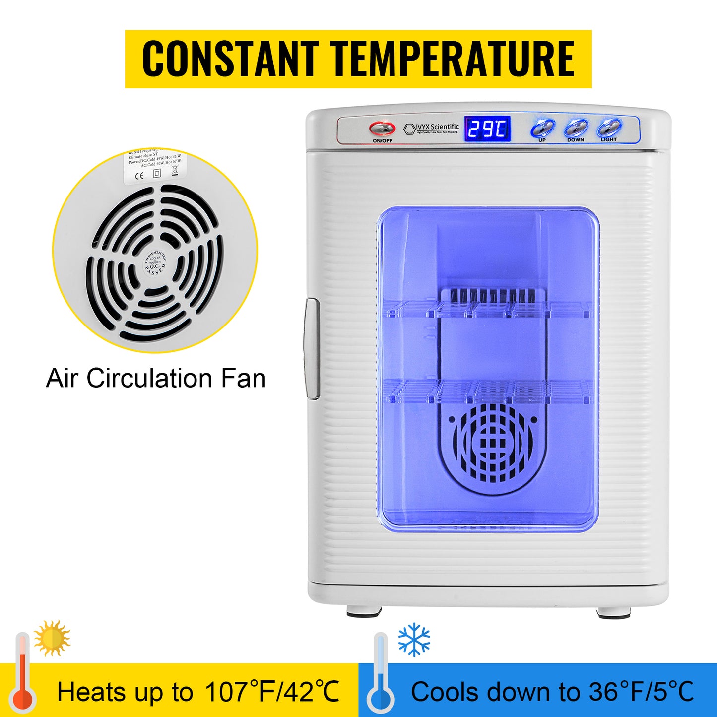 SucceBuy 25L Reptile Incubator Scientific Lab Automatic Incubator Egg Breeding Hatchery Work for Thermostats Snakes and Turtles